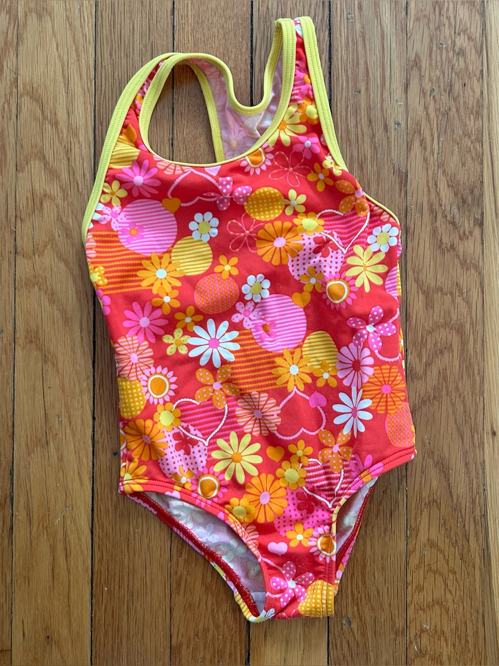 Girls' Floral One-Piece Swimsuit Pink, orange & Yellow Speedo Girls size 4